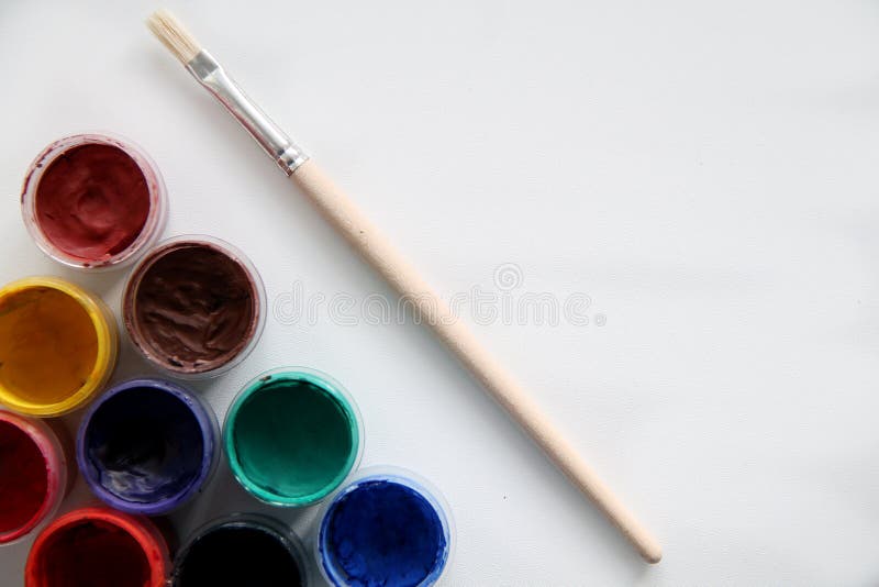 Paintbrush and Paints for Drawing. Stock Photo - Image of write, brown ...