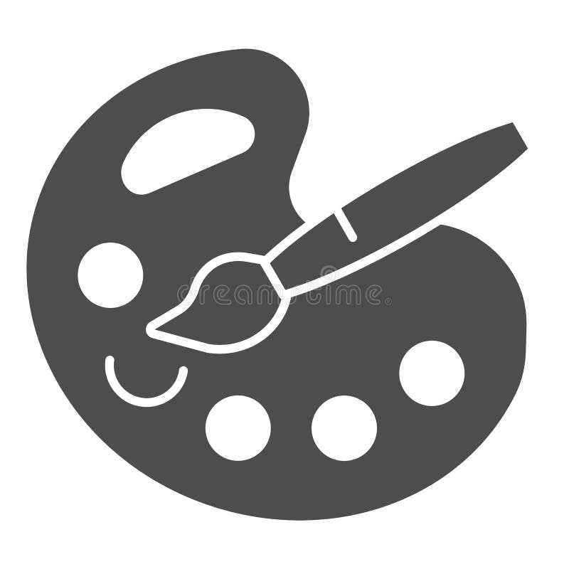 Paint Brush with Palette Solid Icon. Art Vector Illustration Isolated on White Stock Vector