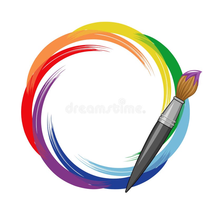 Paint brush rainbow background. stock illustration