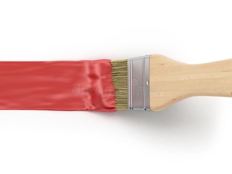 Paint Brush with Red Paint Stroke Stock Image Image of repair, blank