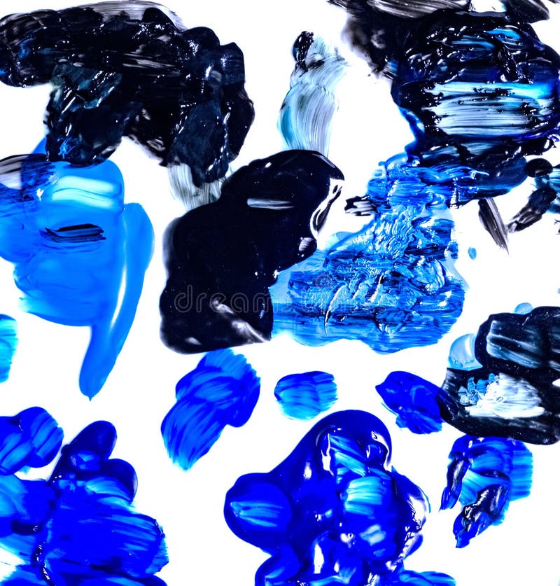 Paint Brush Strokes of Blue Acrylic Paint. Brush and Paint Texture