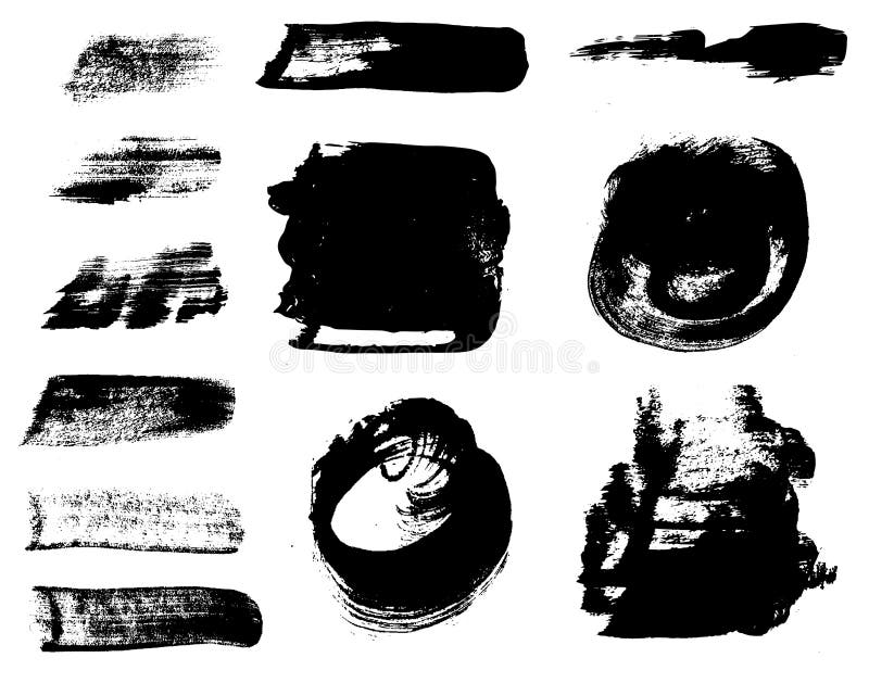 Paint brush strokes set. Grunge design elements.