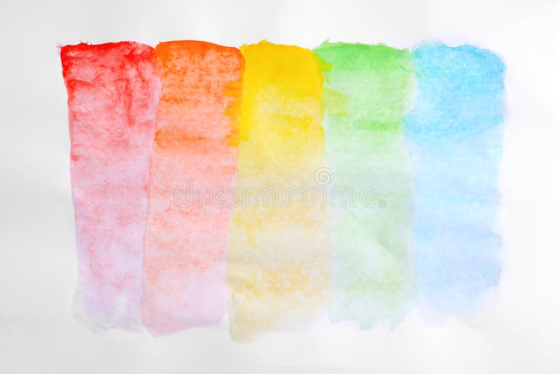 Paint brush strokes on white background. Rainbow colors