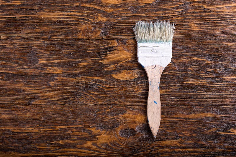 Paint Brush on the Table, Top View Stock Photo Image of brush, repair