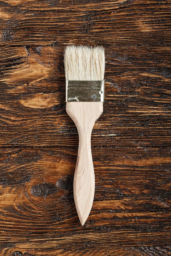 Paint Brush on the Table, Top View Stock Image Image of design