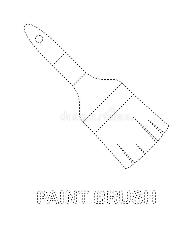 Paint Brush Tracing Worksheet for Kids Stock Vector Illustration of