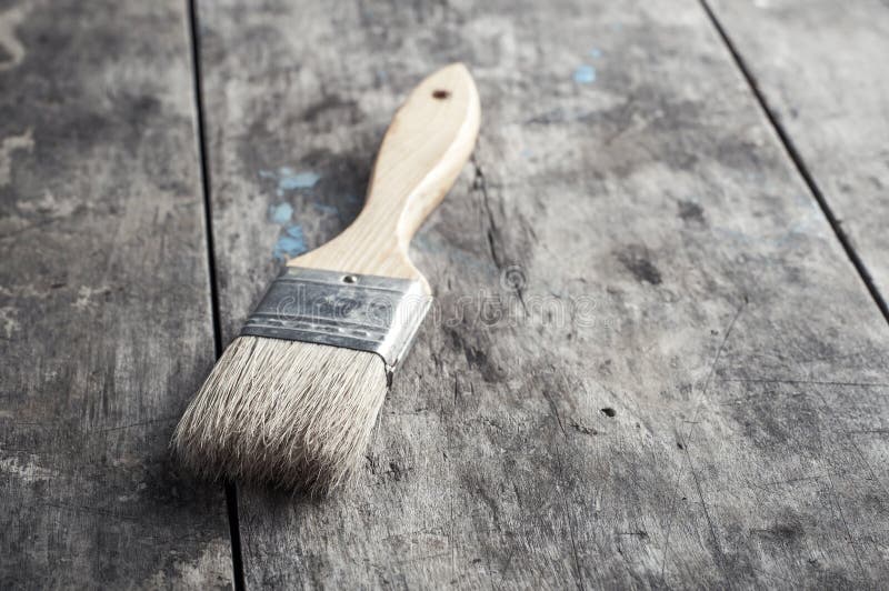 Paint Brush on a Wood Surface Stock Image Image of surface, paint