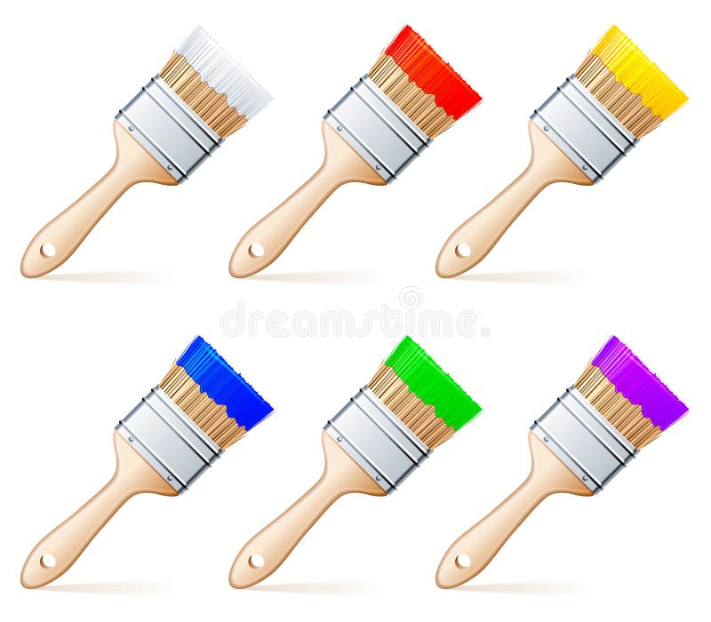 Brush with cmyk paint stock vector. Illustration of composition 26295805