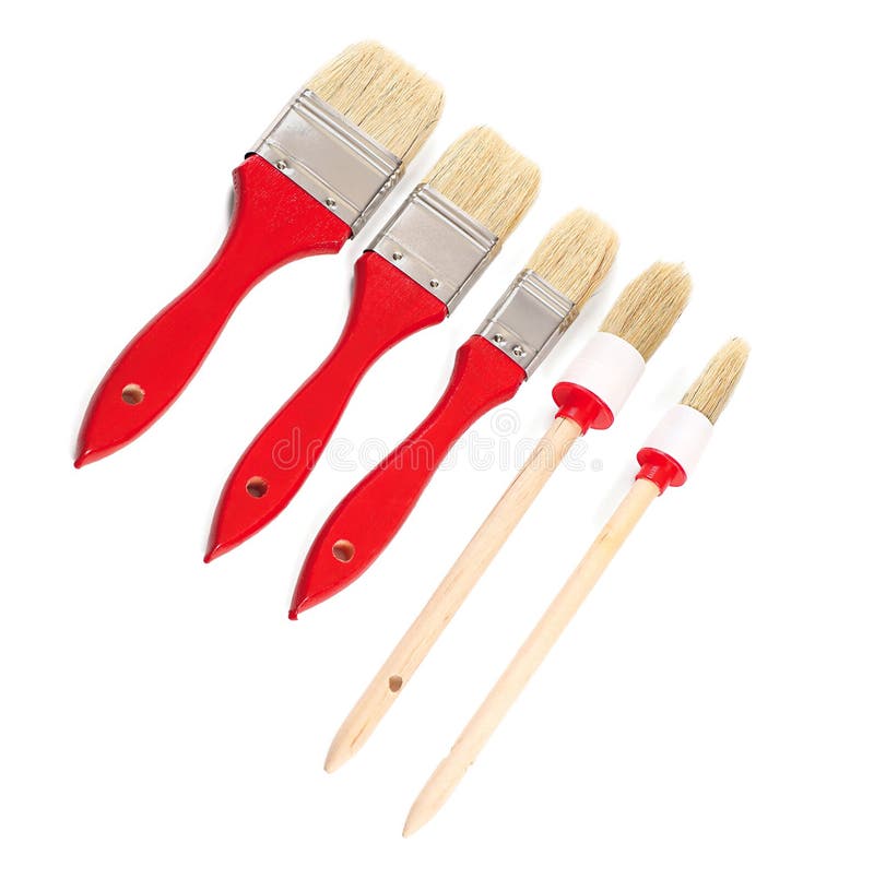 Five new paint brushes stock image. Image of handle, white 20681213