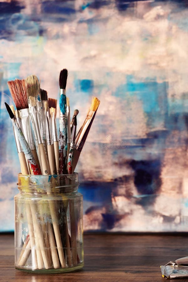 Paintbrush with color on a canvas painting Stock Photo by Rawpixel