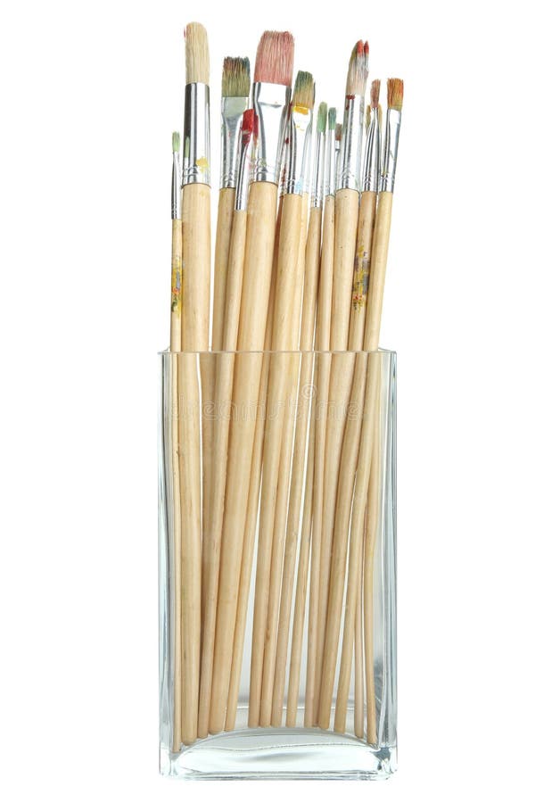 Paint brushes stock image. Image of paint, wood, glass 89947387