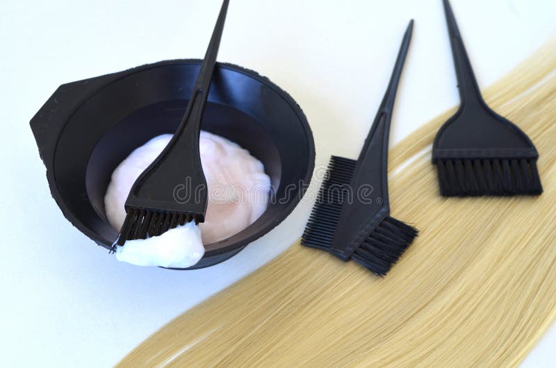 Paint and Brushes for Hair Dyeing Stock Photo Image of hairdresser