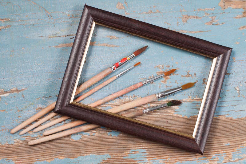 Paint Brushes , Paint and Frame Autumn Stock Photo Image of kind