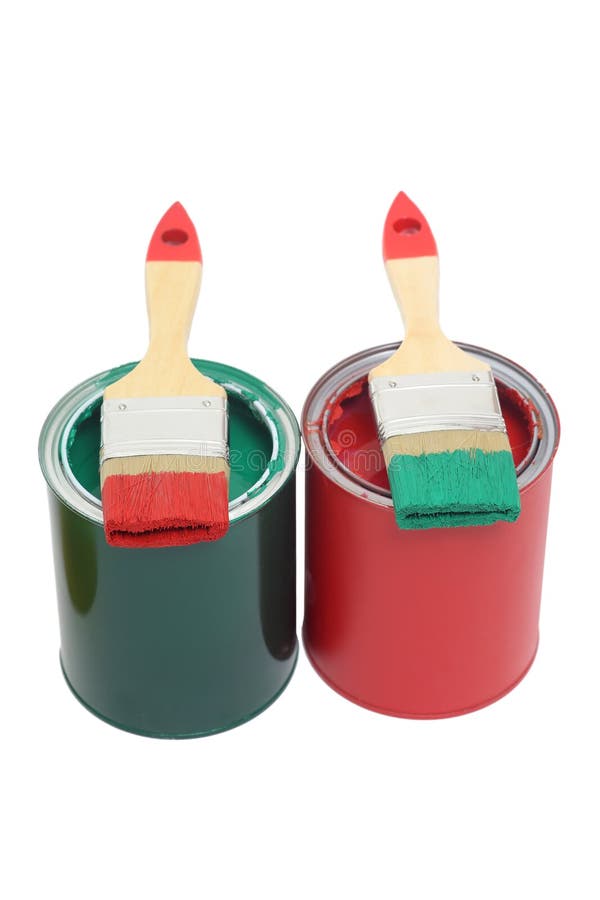 Paint cans with brush stock image. Image of wall, buckets 69414069