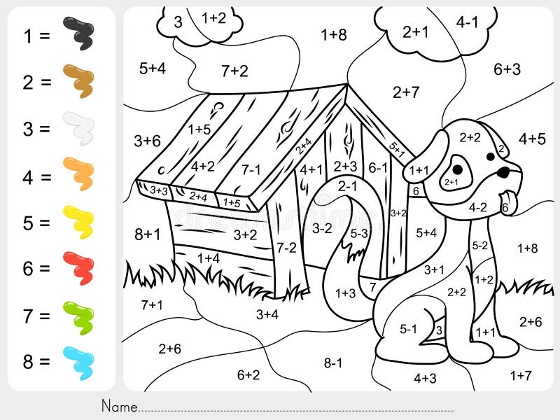 Paint color by addition and subtraction numbers