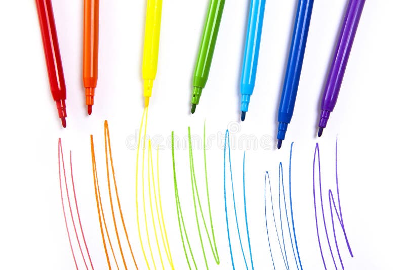 Paint Colored Markers On Paper Stock Photo Image of markers