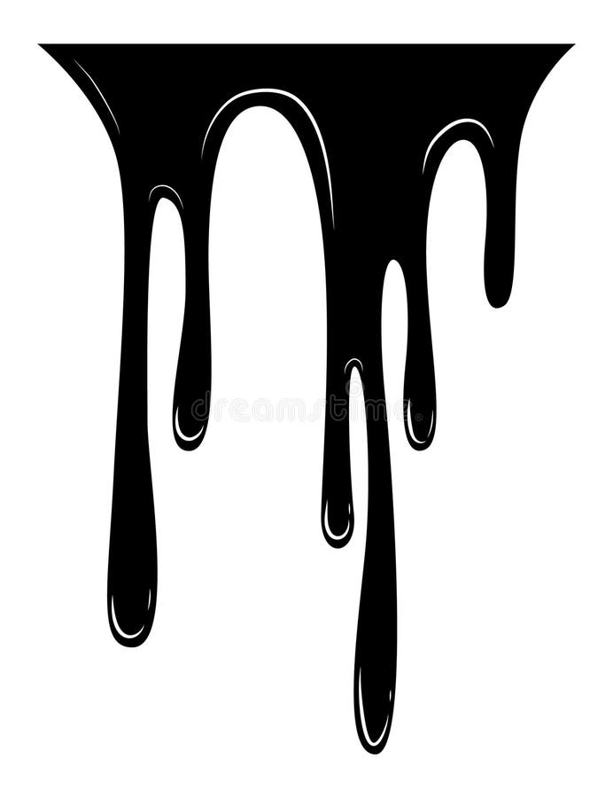 Paint Dripping Liquid. Flowing Oil Stain. Set of Black Drips Stock ...