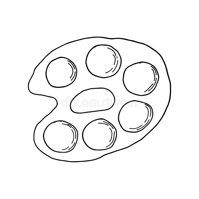 Paint Palette Doodle Vector Illustration. Hand Drawn Illustration Stock