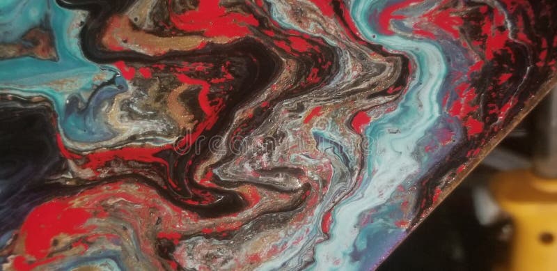 Paint pour on steel plate editorial photo. Image of pour 163219131