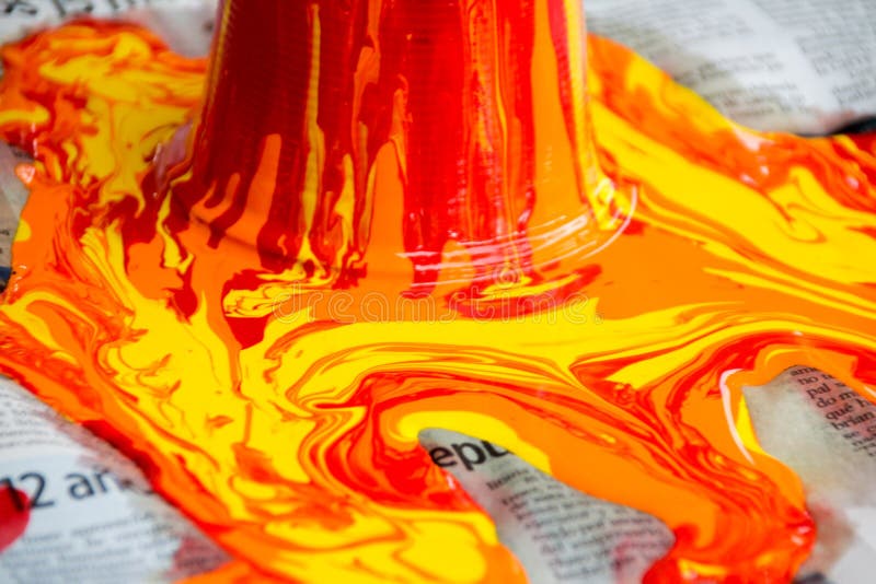 Paint Pouring Out and Spilling on a Paper Stock Image Image of