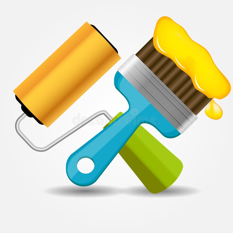 Paint Roll And Brush Icon Vector Illustration Stock Vector Illustration Of Service Paint 31715643