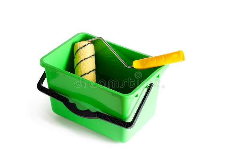 Paint Bucket Container And Roller Stock Image Image of renovate