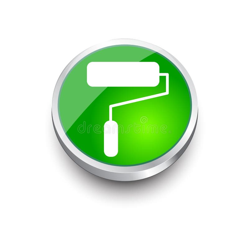 Paint Roller Icon. Flat Vector Illustration. EPS10. Green Icon. Stock Vector Illustration of