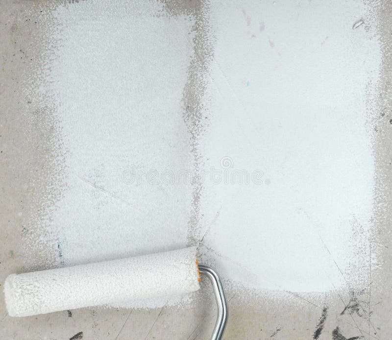 Paint Roller Leaving Stroke of White Color Over a White Background
