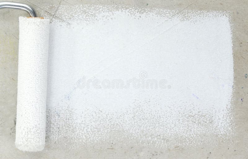 Paint Roller Leaving Stroke of White Color Over a White Background