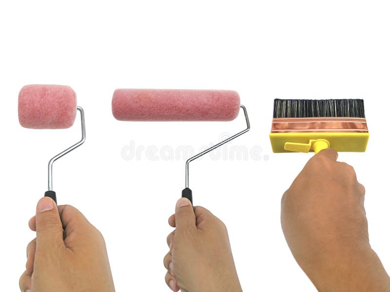 Paint roller and Paint brush isolated on white background stock photography Paint roller and Paint brush isolated on white background stock photography