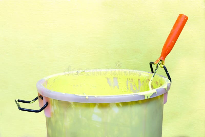 Paintroller and Paint Bucket Stock Image Image of improvement
