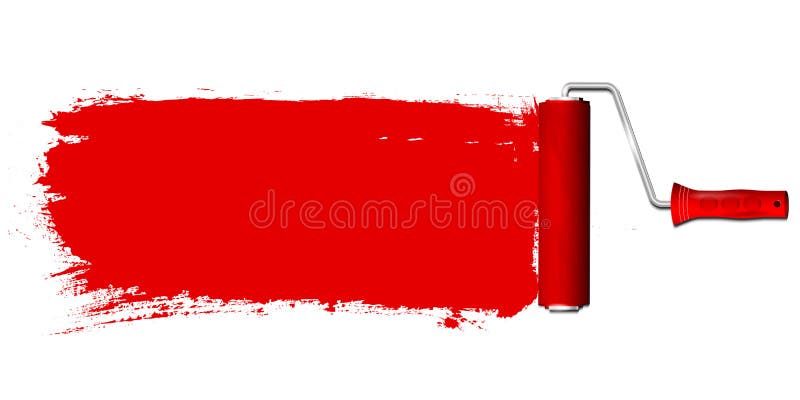 Paint roller and red color background