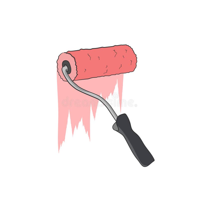 Simple Paint Roller Object Drawing Vector Illustration Graphic Stock
