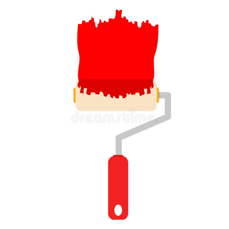 Paint Roller Red Paint Stripe Stock Illustrations 51 Paint Roller Red