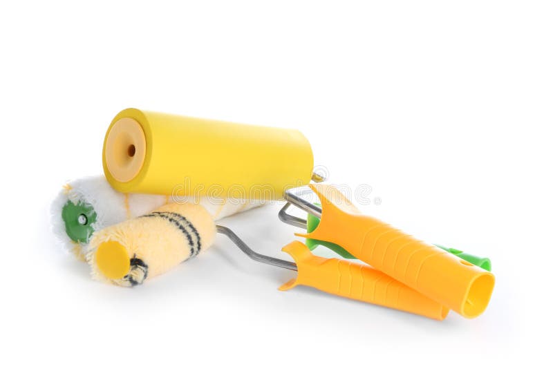 Paint rollers on white background stock image Paint rollers on white background stock image