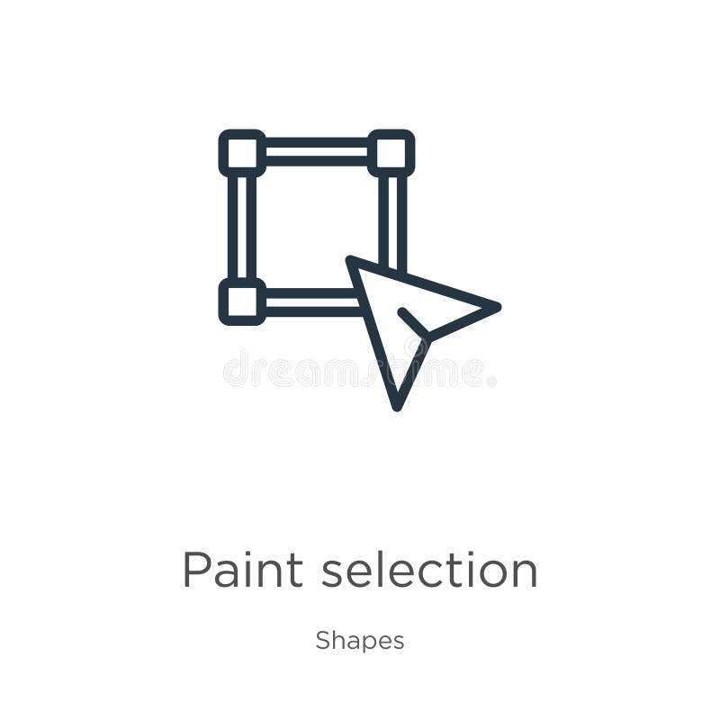 Paint selection icon. Thin linear paint selection outline icon isolated on white background from shapes collection. Line vector stock illustration