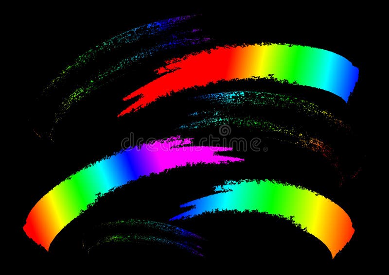 Paint splashes with rainbow gradient stock illustration