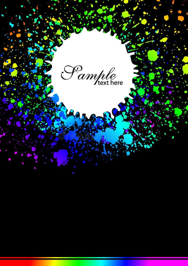 Paint splashes with rainbow gradient stock illustration