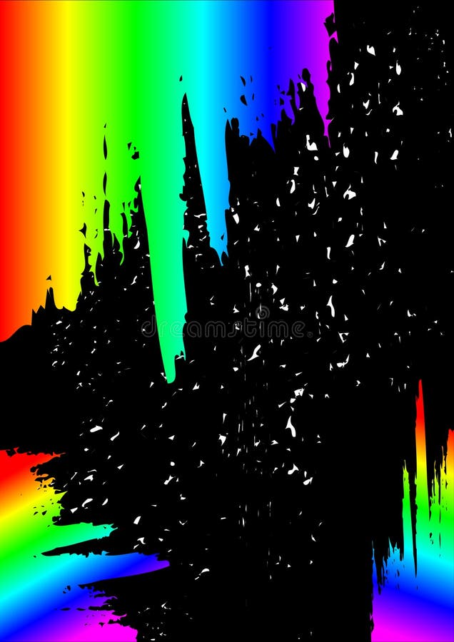 Paint splashes with rainbow gradient stock illustration