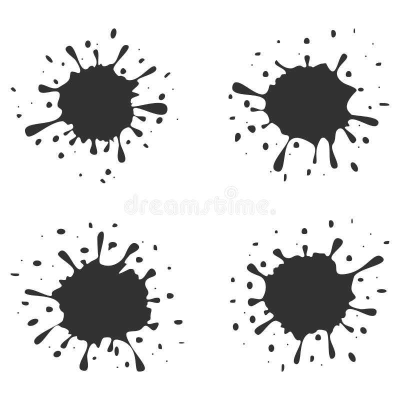 Paint Splatters, Black Splash Set Stock Vector - Illustration of drip ...