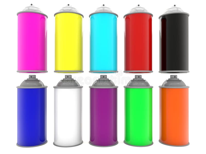 Set of Rainbow Paint Spray Cans Stock Illustration Illustration of