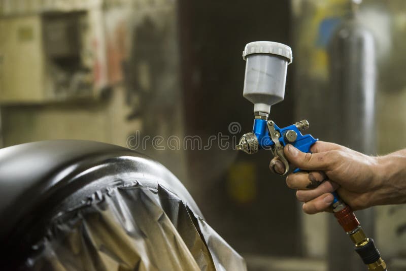Paint with spray gun stock photo. Image of industrial 97071364