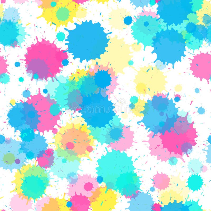 Paint Stains Seamless Splatter, Spray Blots, Spots Stock Vector ...