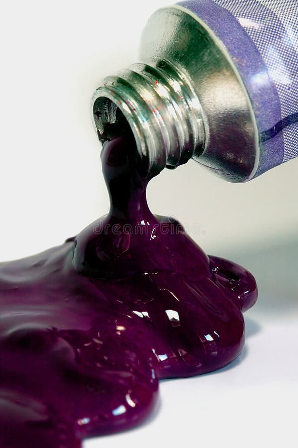 Red paint tube squeezed stock photo. Image of open, silver 16656418