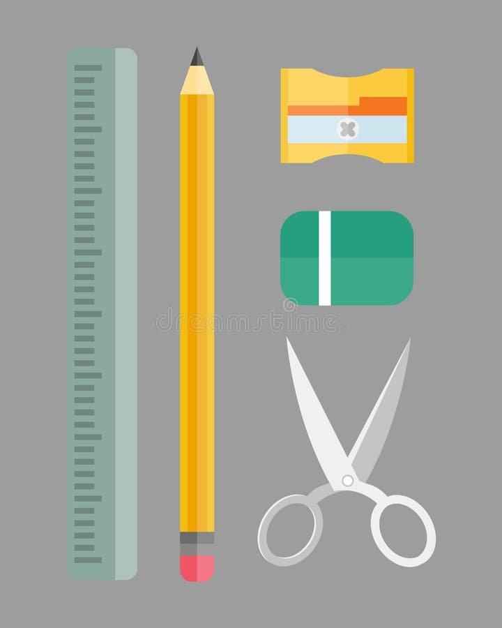 Paint and writing tools collection flat style colored stationery equipment drawing and education artist cartoon