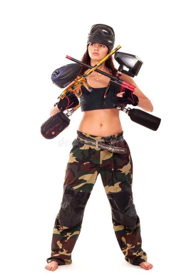 Paintball girl stock image. Image of girl, bodyguard 13263547