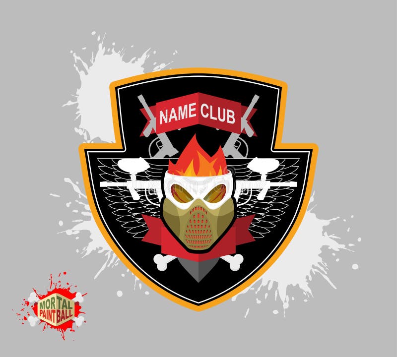 Paintball logo skul ochrony maska Heraldyczna osłona z skrzydłami ilustracja wektor Paintball logo skul ochrony maska Heraldyczna osłona z skrzydłami ilustracja wektor