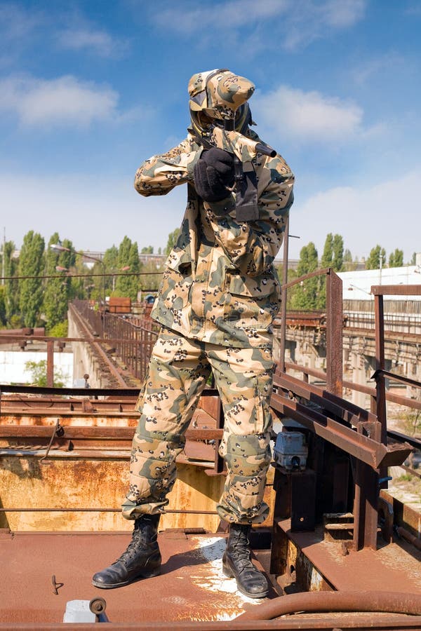 Paintball Player in Camouflage Uniform Stock Image Image of military