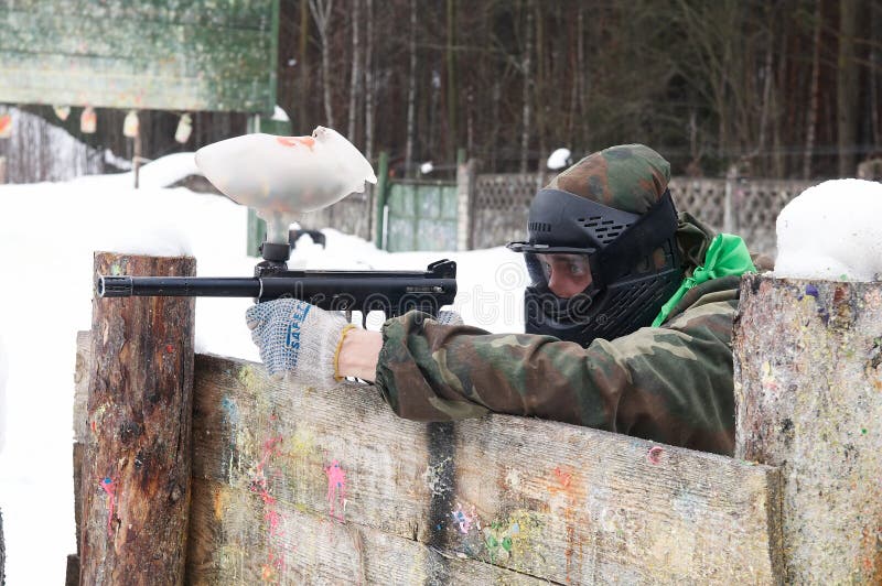 Paintball Player with a Gun Stock Image Image of uniform, paintball 13120117