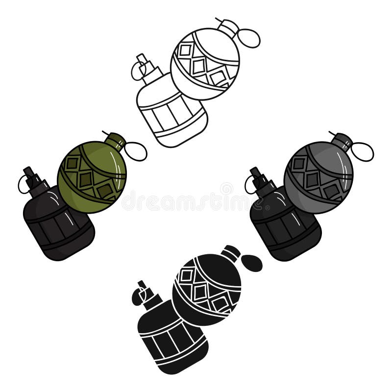 Paintballhandgranatenikone in der Karikatur, schwarze Art lokalisiert auf weißem Hintergrund Paintballsymbol-Vorratvektor lizenzfreie abbildung Paintballhandgranatenikone in der Karikatur, schwarze Art lokalisiert auf weißem Hintergrund Paintballsymbol-Vorratvektor lizenzfreie abbildung